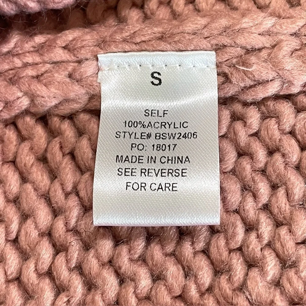 Baevely Daisy Cardigan Open Front Bubble Sleeve Floral Sweater Dusty Mauve Small
